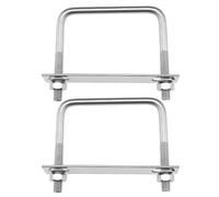 SG Store Lot de 2 boulons carrés en U avec filetage M10 - Largeur intérieure : 100 mm - Longueur : 100 mm - En acier inoxydable 304 - Avec écrous et plaques pour véhicules, pipelines, bâtiments