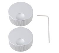 SG Store Lot de 2 Boutons de Réglage du Volume 32 x 13 mm, en Aluminium Massif avec Clé, Pour Potentiomètre de 6 mm (Argenté)