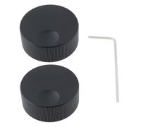 SG Store Lot de 2 Boutons de Réglage du Volume 32 x 13 mm, en Aluminium Massif avec Clé, Pour Potentiomètre de 6 mm (Noir)