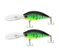 SG Store Lot de 2 leurres de pêche Crankbait Minnow Yeux 3D 22 g 7,5 cm Taille 6 Leurre dur appât de pêche avec langue transparente de 5 cm pour poisson mandarin, mer, bar, poisson-chat, Firetiger