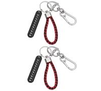 SG Store Lot de 2 Porte-clés de Voiture en Corde tressée avec Plaque d'immatriculation de téléphone, Boucle en Fer à Cheval Anti-Perte pour Accessoires de Porte-clés DIY, Noir et Rouge