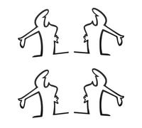 SG Store Lot de 4 autocollants réfléchissants « La Linea » pour voiture - Motif : Angry Man - 8,4 x 8,1 cm - Pour coller à côté d'une rayure de peinture - Noir