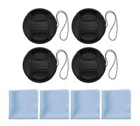 SG Store Lot de 4 cache-objectifs avant de 72 mm avec chiffon de nettoyage et corde, compatible avec Nikon, compatible avec Canon compatible avec Pentax Noir