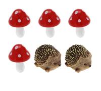 SG Store Lot de 6pcs Mini Paysage Hérisson Champignon Fée Jardin Figurines Statue Ornements Décors pour Décoration de Jardin Miniature Maison de Poupée Micro Paysage