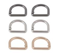 SG Store Lot de 6pcs Porte-clés à Ressort en Métal en Demi-cercle Mousqueton en Forme de D Boucles de Porte-clés à Ressort Anneaux en D Pour Sacs à Main et Sacs à Dos Noir Or Argent