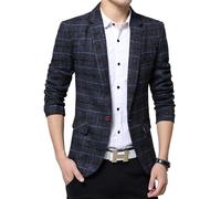 SG-TECH Blazer Hommes Automne Printemps Blazer À Carreaux Hommes Costume Veste Revers Manches Classique Longues Slim Fit Business
