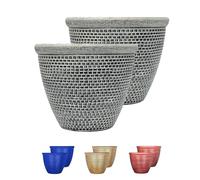 SG Traders Cromarty Lot de 2 pots de fleurs ronds en plastique avec trous de drainage Argenté vieilli 25 cm