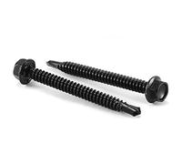SG TZH Lot de 100 vis à tôle hexagonales en acier inoxydable 410, vis auto-taraudeuses rapides à oxyde noir 6,3 cm