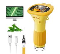 SGAINUL Microscope Numérique pour Enfants avec Écran IPS 2.0 Pouces, Rechargeable, Grossissement 1000x, 8 Lumières LED, pour Enfants de 3 à 8 Ans（Orange）