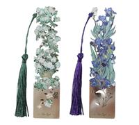 Sgbvzbd Lot de 2 marque-pages en métal avec pompon pour femme Motif roses et iris (BKM-046-002)