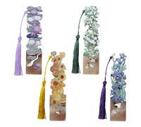 Sgbvzbd Lot de 4 marque-pages en métal avec pompon, fleurs rétro à peinture à l'huile pour femmes (BKM-046-005-F4)