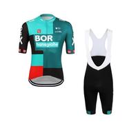 SGCIKER 2022 Hommes Pro Team BORAhansGrohe maillot de cyclisme ensemble, manches courtes vélo vêtements shorts avec bretelles ensemble gel pad (L)