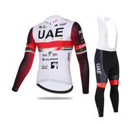 SGCIKER 2022 Team UAE Hiver Thermique Polaire Maillot de Cyclisme Ensemble Homme Manches Longues Chauffe Cyclisme Chemise VTT Vélo Vêtements Pantalon à Bretelles 9D Gel Pad(S)