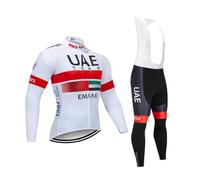 SGCIKER 2022 Team UAE manches longues Maillot de Cyclisme Ensemble, hommes Printemps mince protection solaire respirant VTT Vélo Vêtements Bib Pantalon Kits Gel Pad (M)