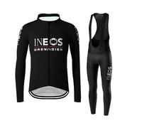 SGCIKER 2025 pro Équipe GRENADIER INEOS Hiver Thermal Fleece Ensemble de maillots de cyclisme à manches longues,Vestes de vélo plus chaudes pour hommes Vêtements de vélo BIB Collants Kits (L)