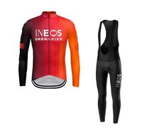 SGCIKER 2025 pro Équipe INEOSGrenadier Hiver Thermal Fleece Ensemble de maillots de cyclisme à manches longues,Vestes de vélo plus chaudes pour hommes Vêtements de vélo BIB Collants Kits (L)
