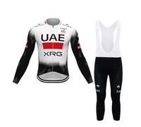 SGCIKER 2025 pro Équipe UAE Printemps Manches longues Ensemble de maillots de cyclisme,Veste cycliste respirante à écran solaire fin pour hommes Vêtements vélo Collants à bretelles Kits (M)