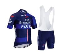 SGCIKER Hommes 2024 pro Team Groupama FDJ Maillot Cyclisme Ensemble, Été Manches Courtes Respirant Cycle Chemise VTT Vélo Vêtements Cuissard Kits 9D Gel Pad (3XL)