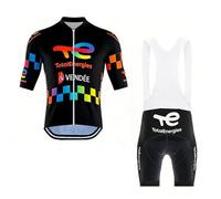 SGCIKER Hommes 2026 pro Team TotalEnergies Maillot Cyclisme Ensemble, Été Manches Courtes Respirant Cycle Chemise VTT Vélo Vêtements Cuissard Kits 9D Gel Pad (M)