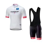 SGCIKER Hommes Pro Team Tour Italia blanc Maillot Cyclisme Ensemble, Été Manches Courtes Respirant Cycle Chemise VTT Vélo Vêtements Cuissard Kits 9D Gel Pad (L)