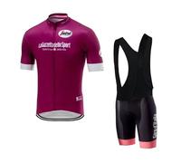 SGCIKER Hommes Pro Team Tour Italia pourpre Maillot Cyclisme Ensemble, Été Manches Courtes Respirant Cycle Chemise VTT Vélo Vêtements Cuissard Kits 9D Gel Pad (XL)