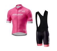 SGCIKER Hommes Pro Team Tour Italia rose Maillot Cyclisme Ensemble, Été Manches Courtes Respirant Cycle Chemise VTT Vélo Vêtements Cuissard Kits 9D Gel Pad (2XL)