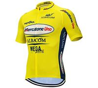 SGCIKER Marco Pantani Pro Team Retro Mercatone Uno Maillot Cyclisme Ensemble for Hommes, Été Manches Courtes Respirant Cycle Chemise VTT Vélo Vêtements Cuissard Kits 9D Gel Pad