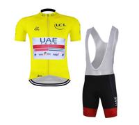 SGCIKER Men World Tour Team UAE Yellow Honor Cycling Jersey Set,Summer Short Sleeve Breathable Cycle Shirt MTB Bike Clothing(M)