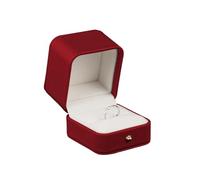 SGDBVOLM Boîte À Bijoux 2 Pièces Coin Arrondi | Organisateur en cuir for bagues/pendentifs/bracelets, emballage cadeau(Red Ring Box)