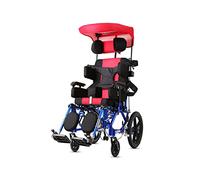 SGeneE Fauteuil roulant pour paralysie cérébrale pour enfants, léger pour conduite médicale, allongé, ergonomique, fauteuil roulant manuel pliable avec plateau de bureau et auvent, 36 cm, rouge