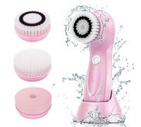 SGerste Brosse électrique de nettoyage du visage avec câble USB, brosse rotative étanche avec 3 têtes de brosse pour un nettoyage en profondeur, un exfoliant doux, enlever les points noirs (rose)