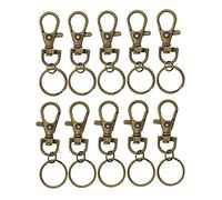 SGerste Lot de 10 fermoirs pivotants en alliage de métal plaqué bronze antique avec fermoirs mousquetons avec porte-clés fendus pour bijoux, artisanat