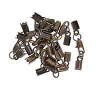 SGerste Lot de 12 embouts de cordon en ruban avec fermoir mousqueton pour fabrication de bijoux, accessoires - Bronze