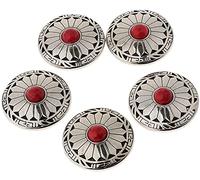 SGerste Lot de 5 rivets en cuir vintage à motif floral turquoise - Rouge