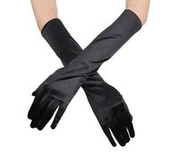 SGERUFZ 1 Paire Gants Longs Élastiques Satinés pour Femmes, Style Années 1920, Gants de Soirée Classiques pour Opéra, Mascarade, Costumes de Cosplay, Fête d'Halloween (Longs)