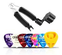 SGERUFZ 1 Pcs Enrouleur de Corde pour Guitare 3 en 1 Outil de Guitare Multifonctionnel avec Pince Coupante Coupe-Corde et Extracteur de Broches de Pont Manivelle 6 médiators de guitare