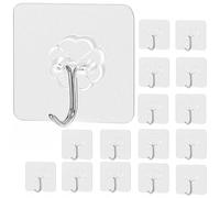 SGERUFZ 16 Pack Self Adhesive Hooks, Heavy Duty Waterproof Hooks 22lb/10kg (Max) Strong Seamless Clear Hooks for Bathroom Kitchen Living Room