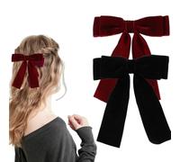 SGERUFZ 2 Pcs Noeud Cheveux Femme Samt Satin Noeud pour Cheveux Pince Noeud Cheveux Mademoiselle Métal Noeud Papillon Cheveux Accessoires Cheveux Pour Femmes Filles (Rouge+Noir)
