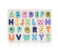 SGERUFZ 26 PCS Puzzle en Bois Lettres ABC Jouet Montessori Apprentissage de l'Alphabet Jeu Éducatif Précoce pour Tout-Petits et Enfants d'Âge Préscolaire (Multicolore)