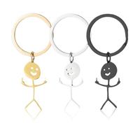 SGERUFZ 3 Pcs Porte Clé Rigolo Petit Bonhomme Langue des Signes, Cadeau Doigt d'Honneur, Porte Clé Voiture (Or Noir et Argent)