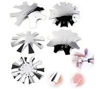 SGERUFZ 5 Pièces French Sourire Ligne Coupe Edge Tondeuse Métal Modèle D'ongle,French Manucure Pochoir Cutter,Plaque Ligne V Français Facile,pour Gel UV Acrylique Modelage(Argent)