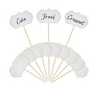 SGERUFZ 50 Étiquettes Ardoise sur Piques, Mini-Tables à Inscrire, Accessoires Buffet, Décorations Cupcake, Étiquettes Sandwich, Décor Apéro (Petite Taille) (Blanc) (A)