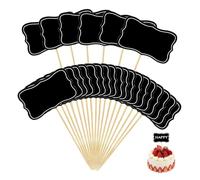 SGERUFZ 50 Étiquettes Ardoise sur Piques, Mini-Tables à Inscrire, Accessoires Buffet, Décorations Cupcake, Étiquettes Sandwich, Décor Apéro (Petite Taille) (noir) (B)