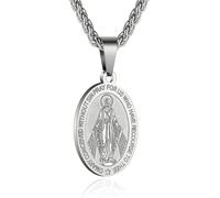 SGERUFZ Chaîne de la Vierge Marie Collier Femme Médaille de la Vierge en Acier Inoxydable Collier en Acier Inoxydable pour Femme