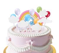 SGERUFZ Décoration de Gâteau Happy Birthday, Macaron Cake Topper, Arc-en-Ciel, Nuage, Ballon pour Enfants Filles Garçons