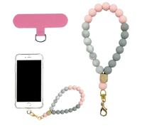 SGERUFZ Dragonne en Perles de Silicone, Lanière de Téléphone avec Pads, Bracelet Élastique Mains Libres, Bracelet Téléphone Portable, pour la Plupart des Smartphones