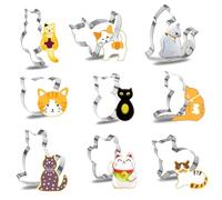 SGERUFZ Emporte-Pièces Chat, 9 Pièces Inoxydable, 3D Moule Biscuit Plastique, Cookie Cutter Enfant, Gâteau Biscuit Fondant, DIY Animaux pour Anniversaire d'Enfants à Thème Chat, Moule Gâteau Enfant