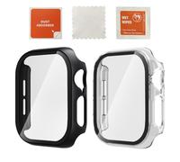 SGERUFZ Étui 42mm pour Apple Watch S10, Coffret 2 pièces Coque + Folie (transparente + noire), PC + verre ultr mince, Protection Écran Totale pour Série 10 42mm
