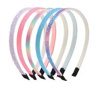 SGERUFZ Lot de 5 bandeaux à paillettes, Antidérapants en plastique avec dents, Épais, Avec confettis arc-en-ciel, Serre Tête Fille et Accessoires pour cheveux colorés pour petites filles