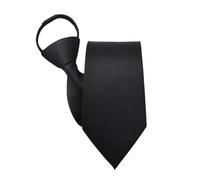 SGERUFZ Mens Tie Classic Plain 8cm Tie Pre Tie Tie Mens Tie Adjustable Ties Zipper Ties for Weddings or Festive Events, Polyester-Black